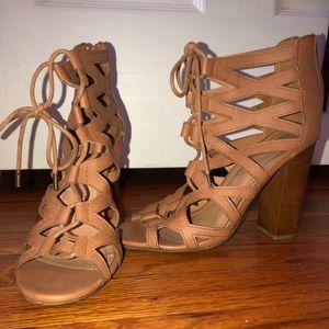 lace up leather heels